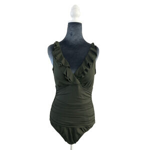 Lauren Ralph Lauren Swimsuit One Piece Underwire Tummy Control Ruffles Boho M/L